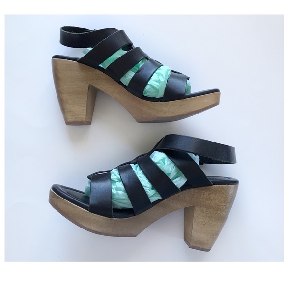 Madewell black strappy wooden block sandals size 8 - Picture 4 of 8